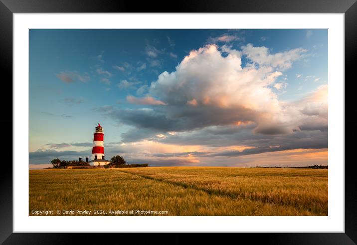 Evening colour over Happisburgh Lighthouse Norfolk Framed Mounted Print by David Powley