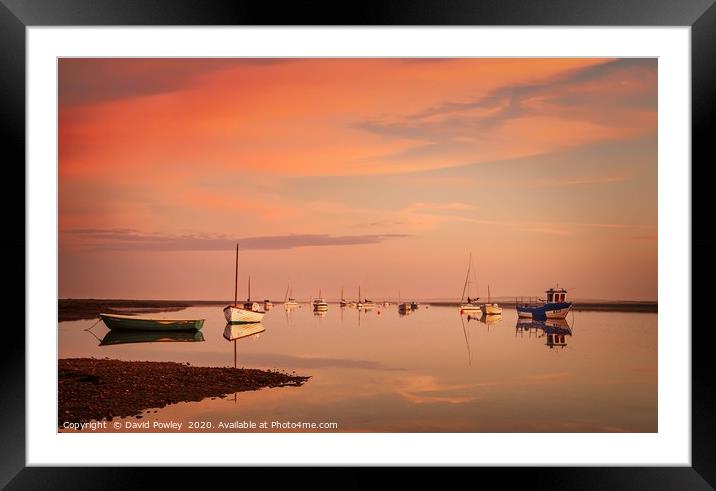Dawn reflections at Brancaster Staithe Framed Mounted Print by David Powley