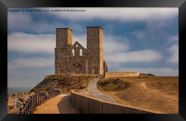 Sunlight on the Reculver Towers Framed Print by David Powley