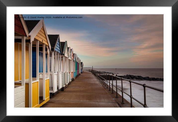 Southwold Beach Huts at Dawn Framed Mounted Print by David Powley