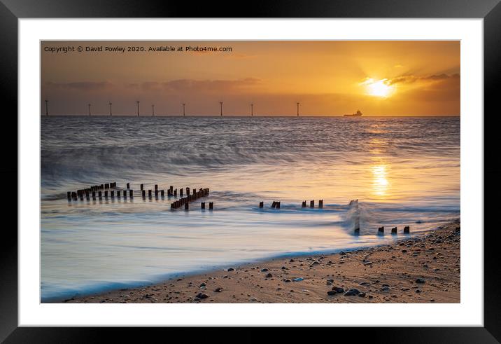 Sunrise on the beach at  Caister-on-sea  Framed Mounted Print by David Powley