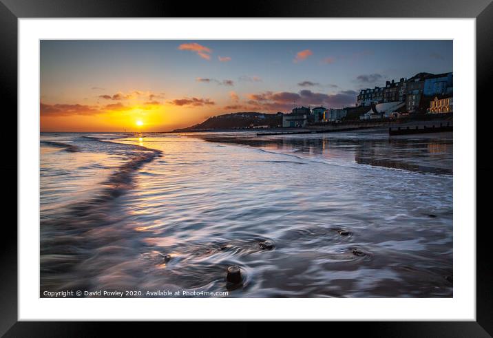 Sunrise over Cromer beach Norfolk Framed Mounted Print by David Powley