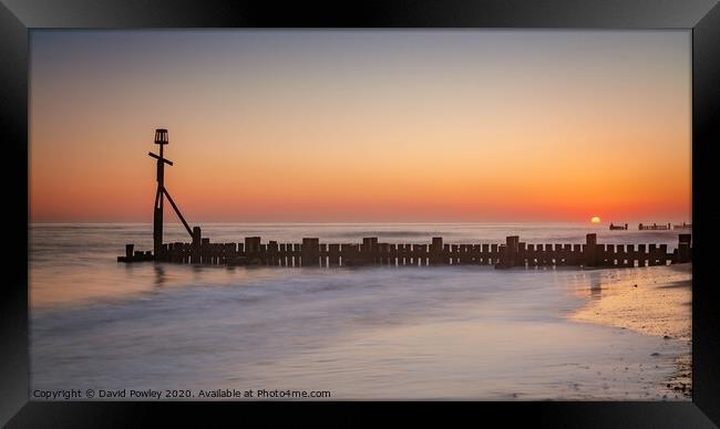 Winter Sunrise on Walcott Beach Framed Print by David Powley