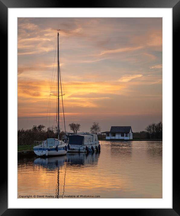 Thurne Winter Sunset Framed Mounted Print by David Powley