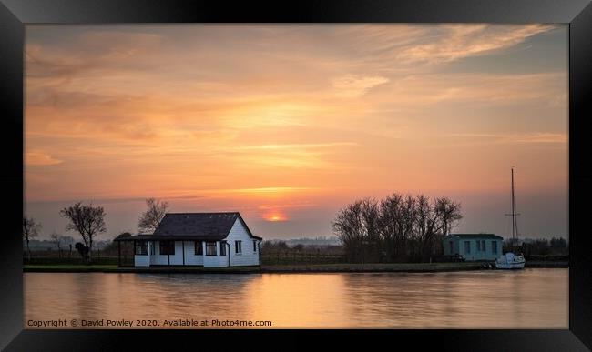 River Thurne Sunset Framed Print by David Powley