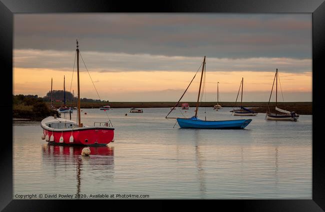 Burnham Overy Staithe at Dawn Framed Print by David Powley