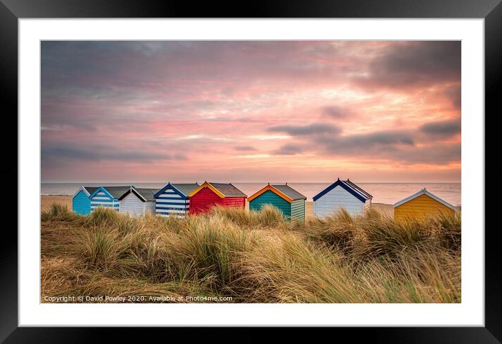 Southwold Beach Huts at Dawn Framed Mounted Print by David Powley