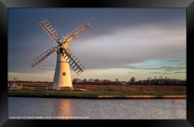 Early Light on Thurne Mill Norfolk Framed Print by David Powley