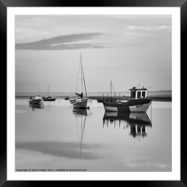 Morning Reflections at Brancaster Staithe Norfolk  Framed Mounted Print by David Powley