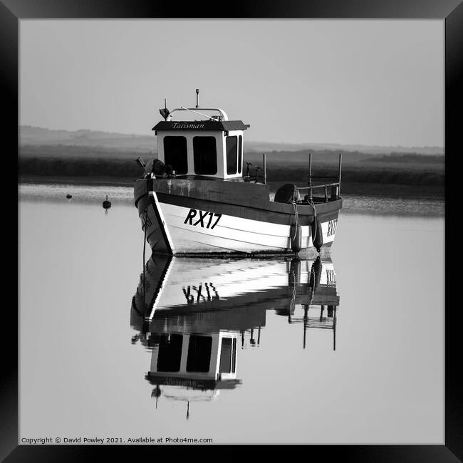 Fishing Boat at Brancaster Staithe Norfolk Mono Framed Print by David Powley