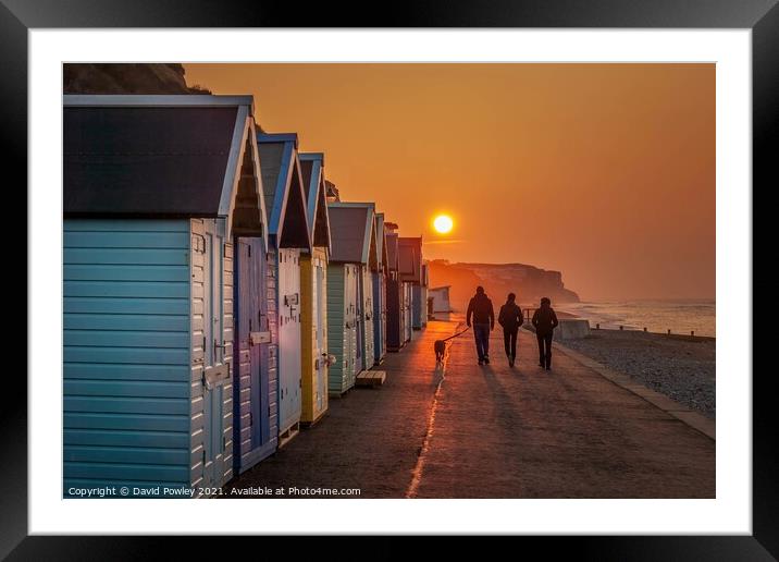 Sunset Walk on Cromer Seafront  Framed Mounted Print by David Powley