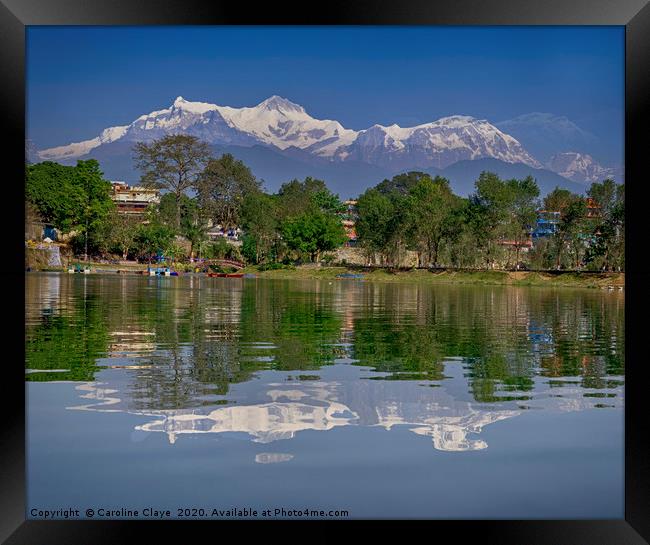 Lake Phewa, Pokhara Framed Print by Caroline Claye