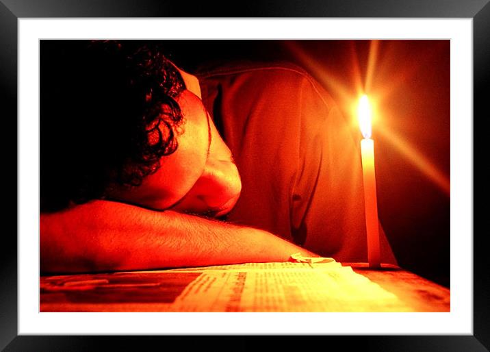 candle and man Framed Mounted Print by Chandrasekaran K