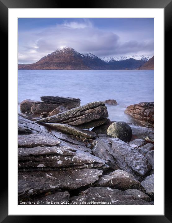 Snow capped Cuillins from Elgol Framed Mounted Print by Phillip Dove LRPS