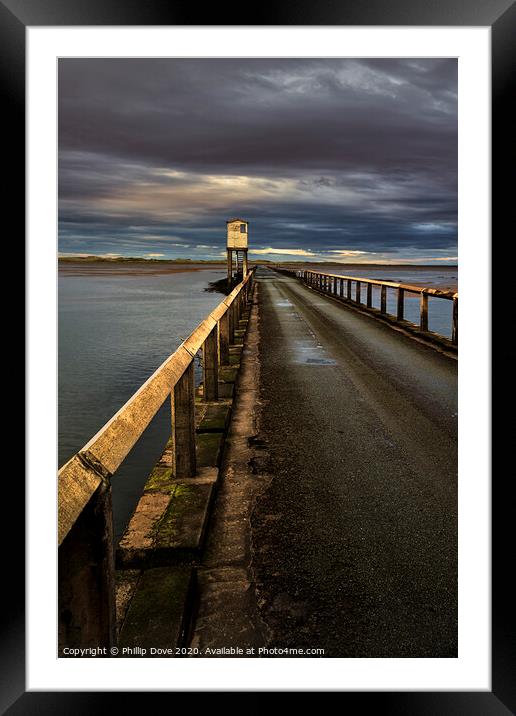 Holy Island Causeway and Refuge Framed Mounted Print by Phillip Dove LRPS