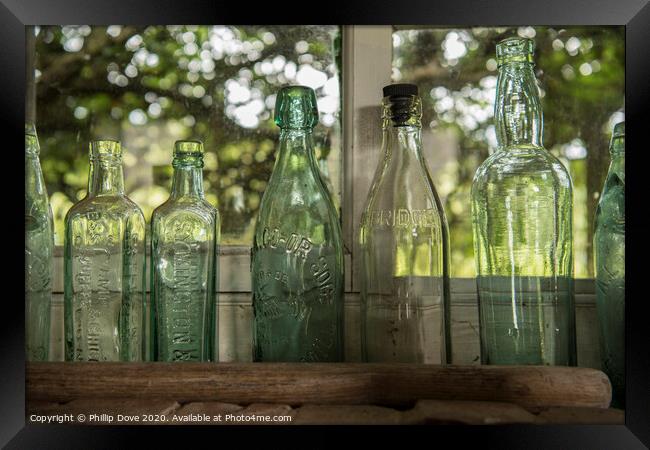 seven green bottles standing in a row Framed Print by Phillip Dove LRPS