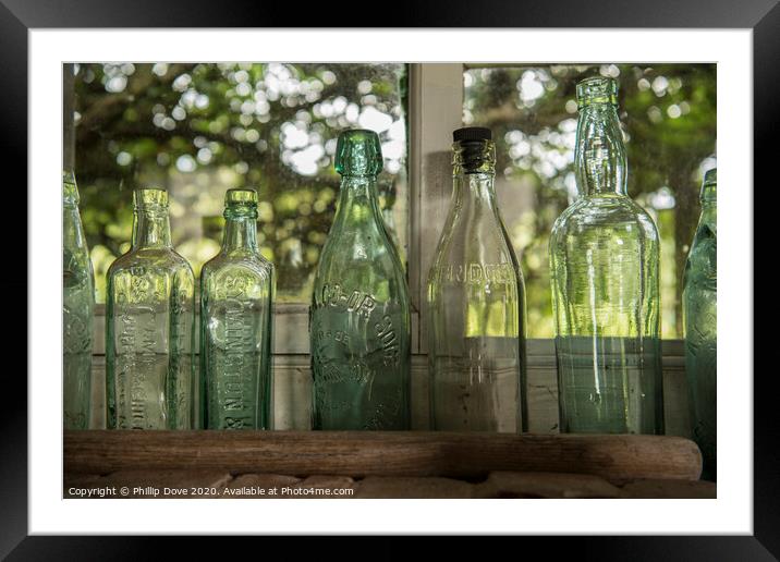 seven green bottles standing in a row Framed Mounted Print by Phillip Dove LRPS