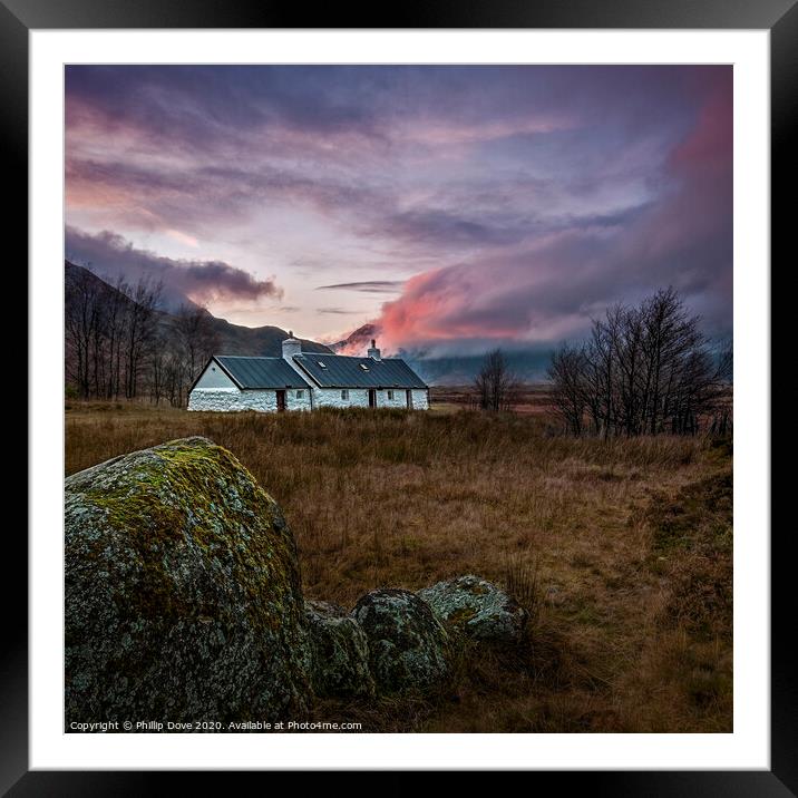 Blackrock Cottage under Fiery Sky Framed Mounted Print by Phillip Dove LRPS