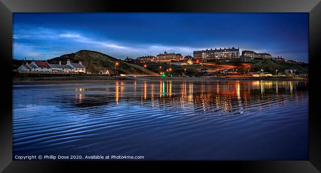 Saltburn from the beach at twilight Framed Print by Phillip Dove LRPS