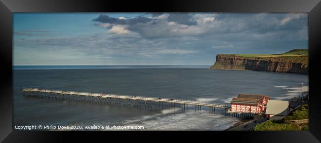 Saltburn Pier and Huntcliff a panoramic image. Framed Print by Phillip Dove LRPS