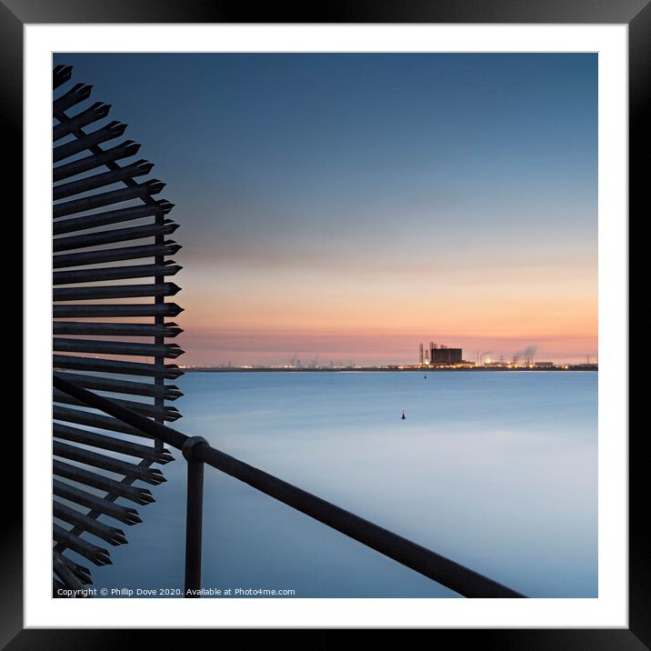 Tees Bay Sunset Framed Mounted Print by Phillip Dove LRPS