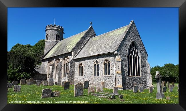 St Mary's church, weeting.  Framed Print by Anthony Byrne