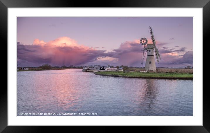 Thurne Windmill and storm clouds  Framed Mounted Print by Eddie Deane