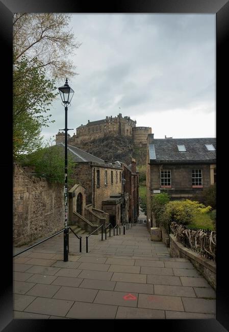 Edinburgh Castle view from the Vennel Framed Print by Theo Spanellis