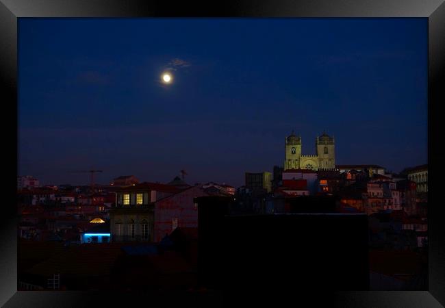 Full moon over Porto Framed Print by Theo Spanellis