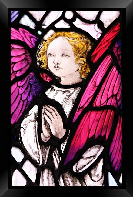 ANGEL IN STAINED GLASS Framed Print by Sue HASKER
