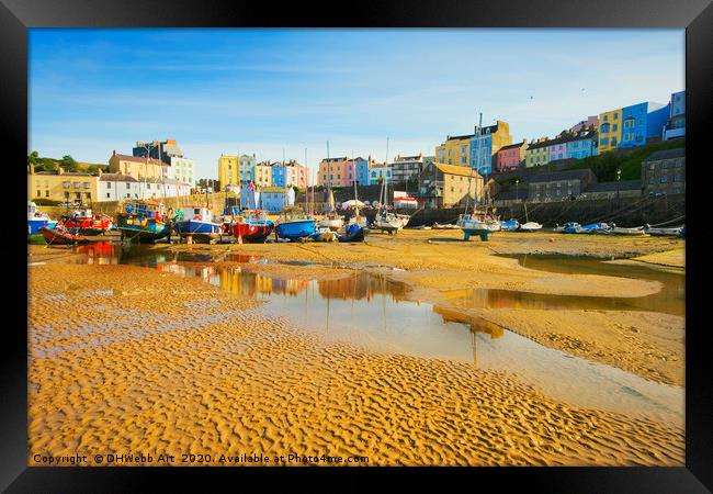 Tide Out At Tenby, Pembrokeshire Framed Print by DHWebb Art