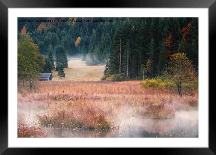 Misty morning at Lake Geroldsee Framed Mounted Print by Robert Fesus