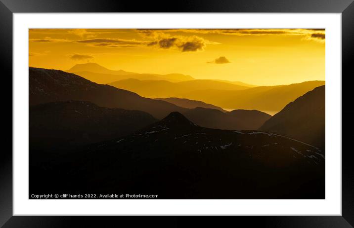Sunset in Glencoe over the meall mor mountain. Framed Mounted Print by Scotland's Scenery