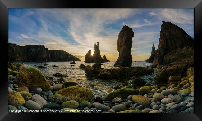 Sunset view, Mangersta sea stacks, Isle of Lewis, Outer Hebrides Framed Print by Scotland's Scenery