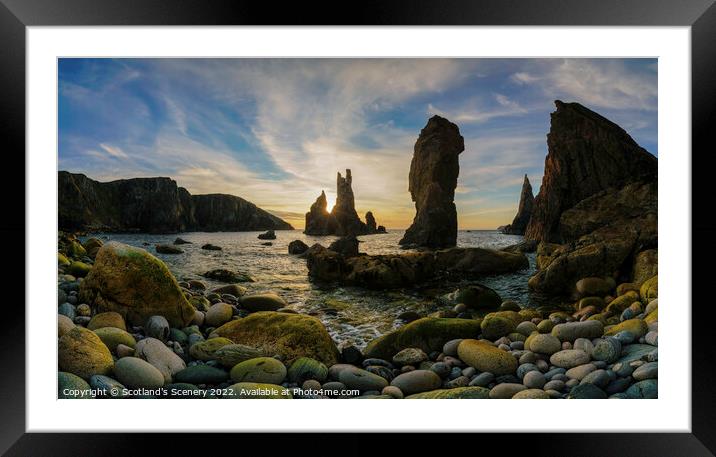 Sunset view, Mangersta sea stacks, Isle of Lewis, Outer Hebrides Framed Mounted Print by Scotland's Scenery