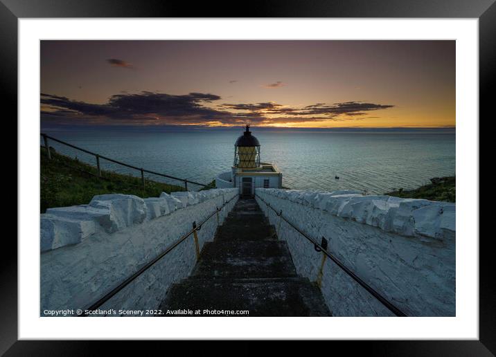 St Abbs lighthouse at sunrise Framed Mounted Print by Scotland's Scenery