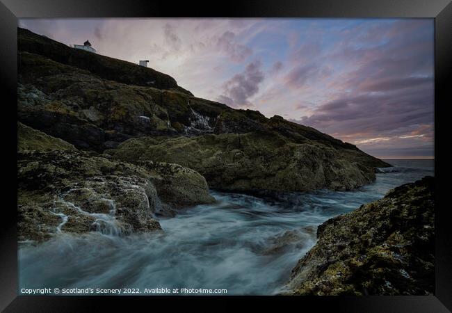 St Abbs lighthouse and coastline Framed Print by Scotland's Scenery