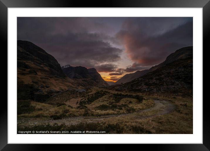 Glencoe sunset Framed Mounted Print by Scotland's Scenery