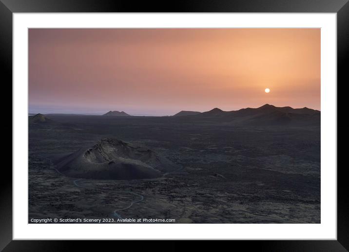 Sunset Volcano Lanzarote landscape Framed Mounted Print by Scotland's Scenery