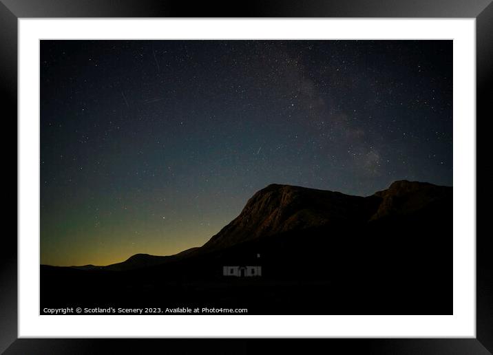 Lagangarbh Cottage, Glencoe, highlands Scotland at night. Framed Mounted Print by Scotland's Scenery