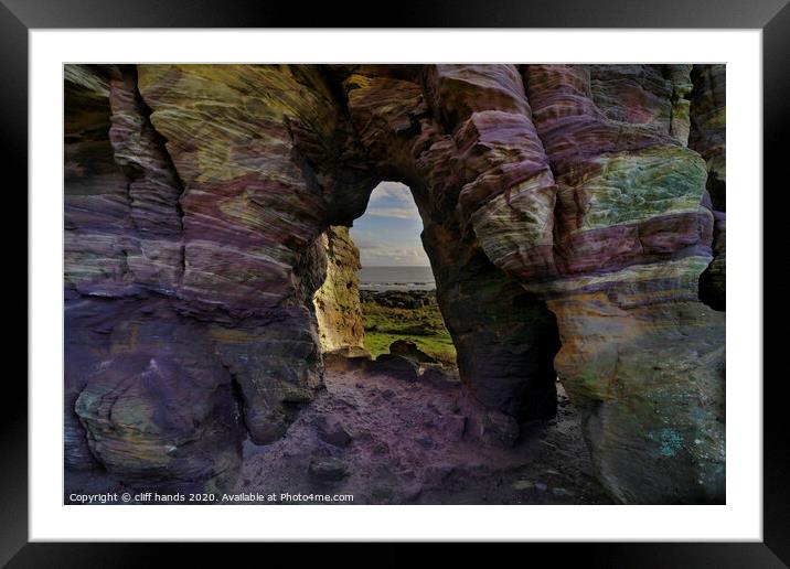 colourful sandstone crail caves, fife, scotland. Framed Mounted Print by Scotland's Scenery