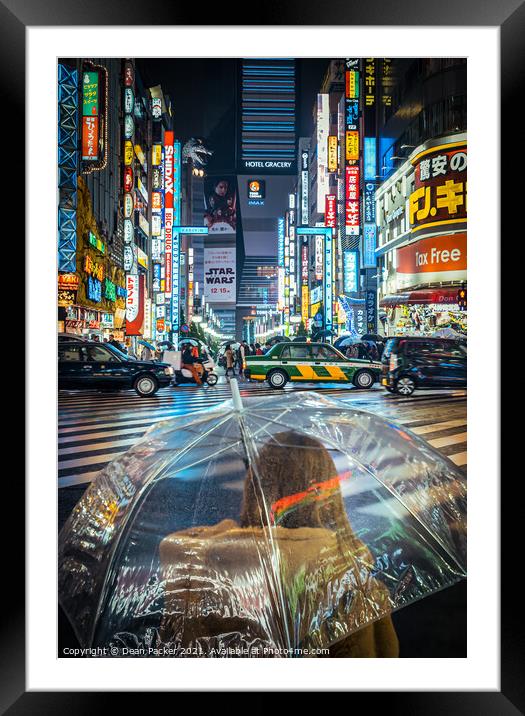 Illuminated Tokyo Nightscape Framed Mounted Print by Dean Packer