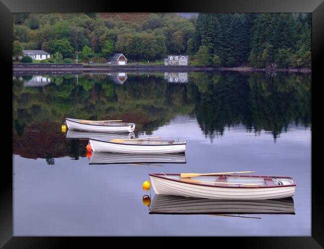 Three rowing boats on Loch Katrine Framed Print by Christopher Stores