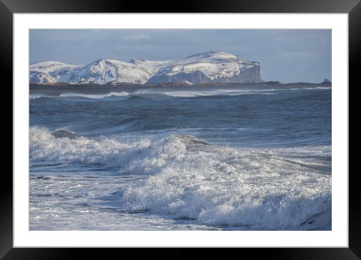 Waves crashing on Icelandic Beach Framed Mounted Print by Christopher Stores