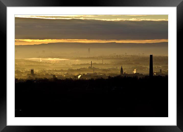 Sun Rise Over Bolton, with Manchester in the backg Framed Mounted Print by Christopher Stores