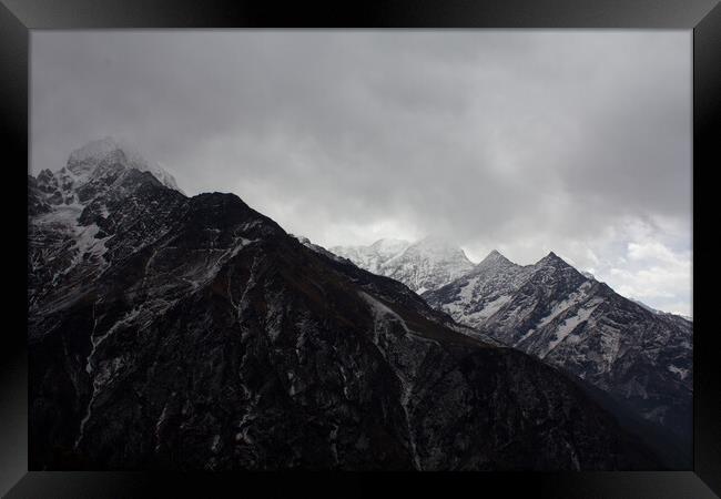 Black and White Mountains, Nepal Framed Print by Christopher Stores