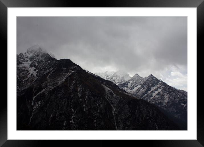 Black and White Mountains, Nepal Framed Mounted Print by Christopher Stores
