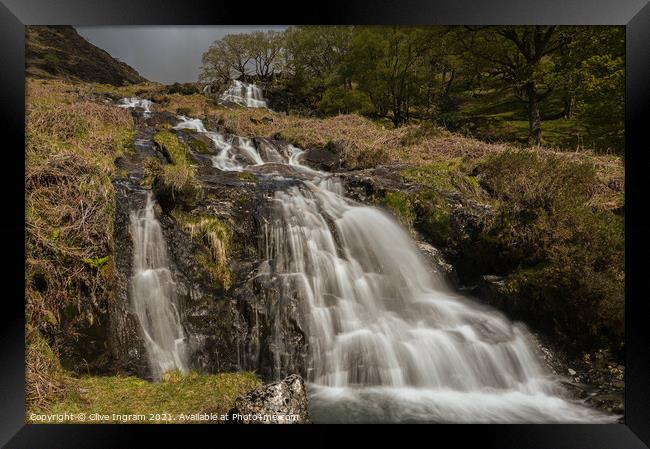 Majestic Watkin Path Waterfall Framed Print by Clive Ingram