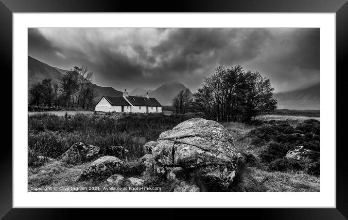 Black Rock Cottage Glencoe after rain Framed Mounted Print by Clive Ingram