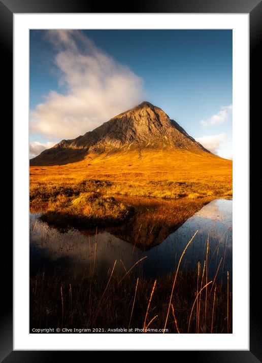 Buachaille reflection Framed Mounted Print by Clive Ingram